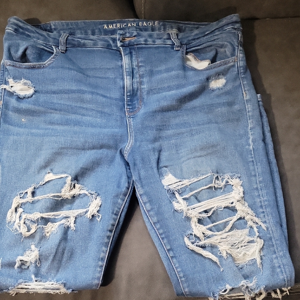 Distressed Blue Denim Jeans - Picture 2 of 4